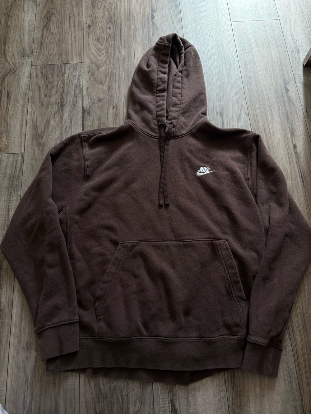 Nike Brown Pullover Hoodie with White Logo size L